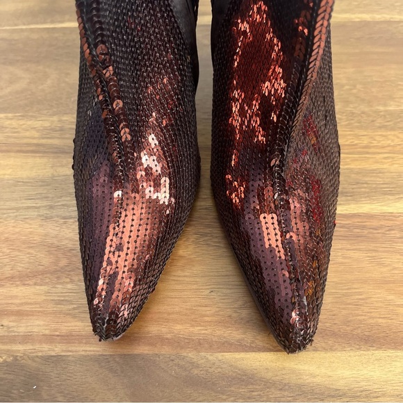 Anne Michelle Refuel-63 High Heel Boot Women's Size 9 with Sequin Burgandy - Picture 3 of 9